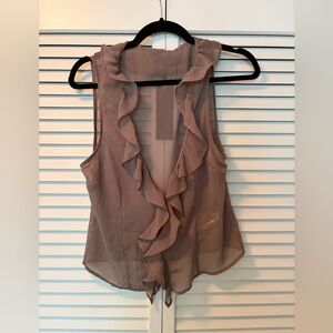 Lioness Sheer Ruffled Blouse - Brown